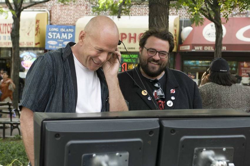 Willis y Smith en el rodaje de Cop Out