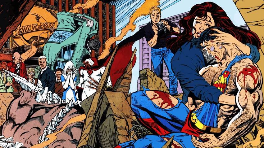 La muerte de Superman a manos de Doomsday.