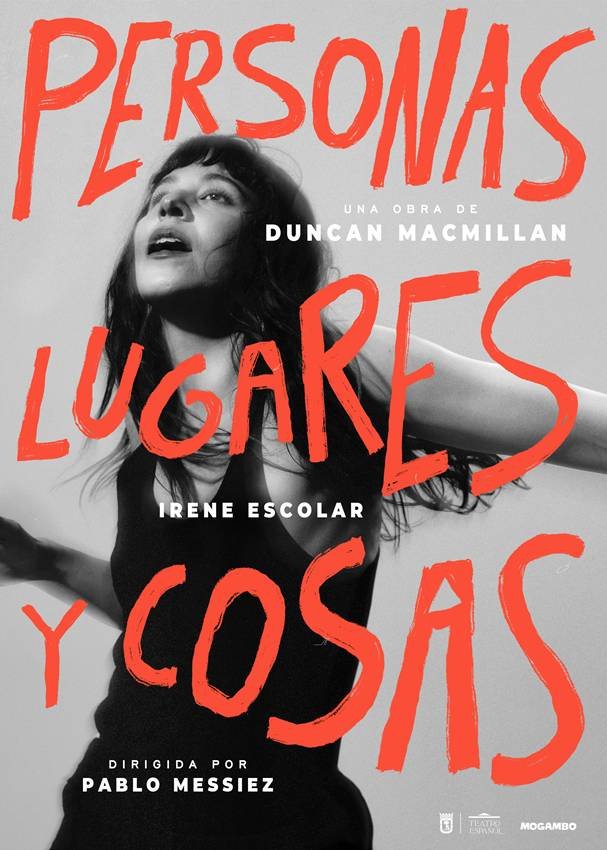 Cartel de Personas, lugares y cosas, obra de teatro protagonizada por Irene Escolatr. Foto: ©Pablo Zamora.