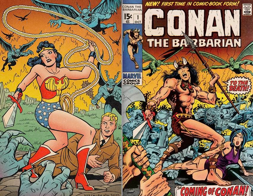 Arte de Kerry Callen versionando la icónica portada del número 1 de Conan el Barbaro de Barry Windsor Smith.