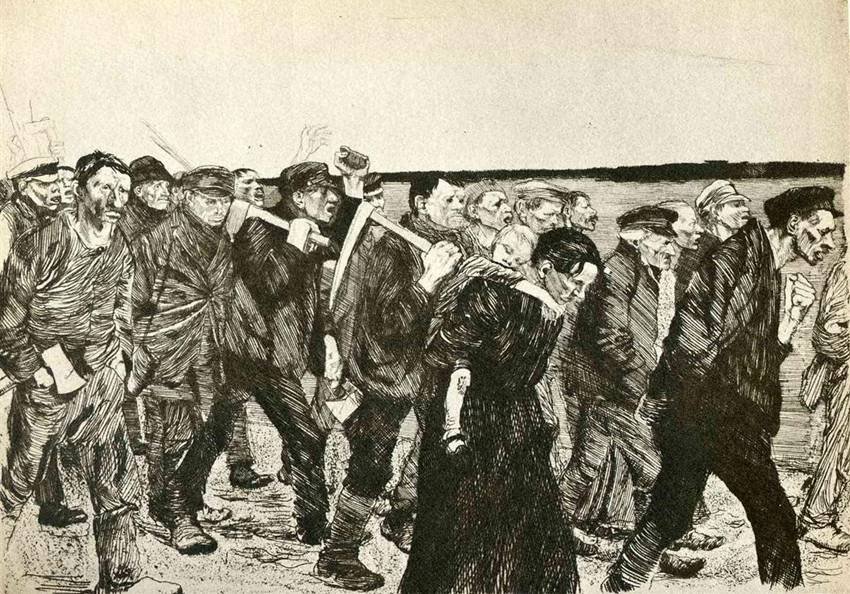 La marcha de los tejedores. 1897. Käthe Kollwitz.